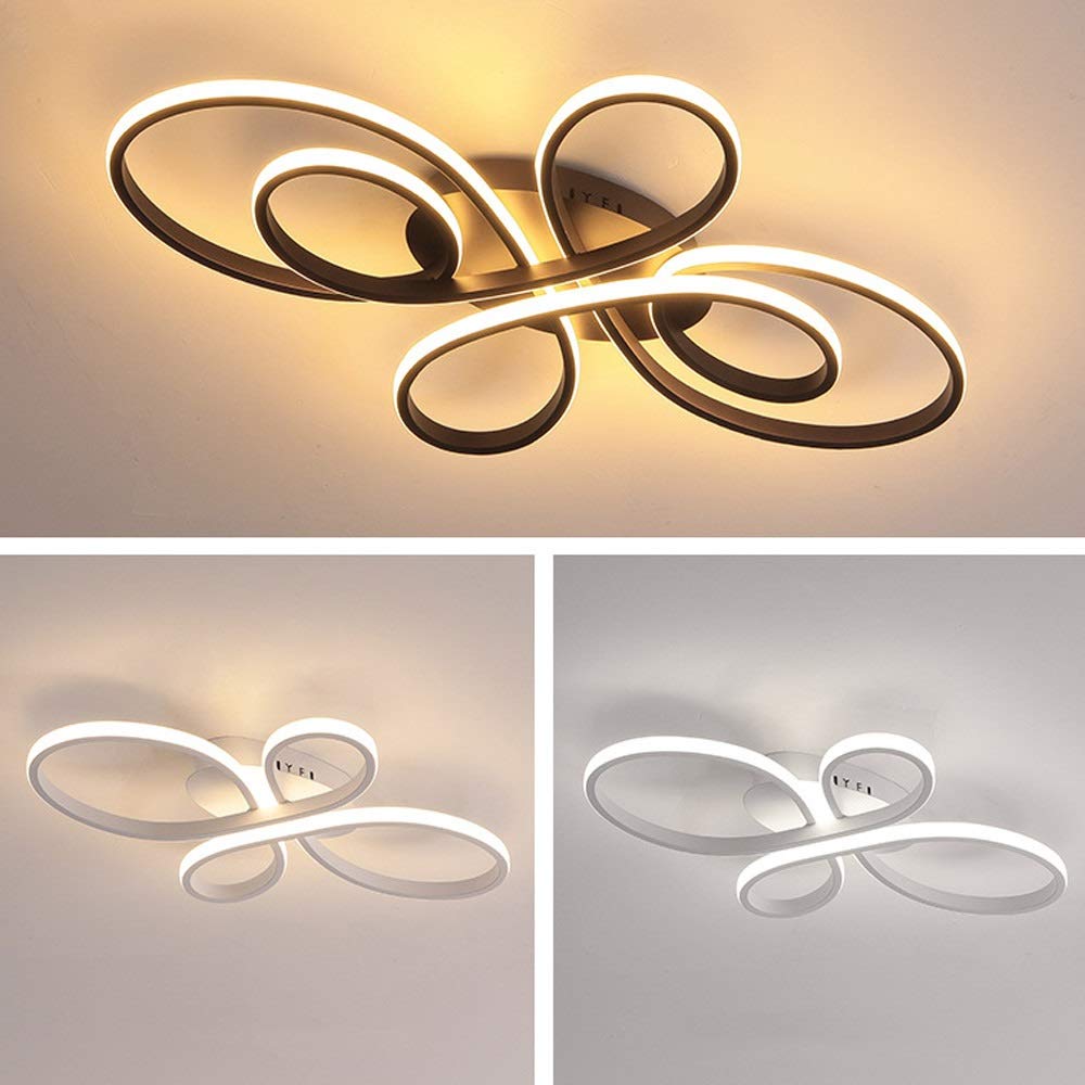 Applique da parete Plafoniera a LED, lampada da soffitto dal design curvo 42W Lampade da soffitto bianche/marroni per soggiorno, camera da letto, cucina (Marrone 3000K)