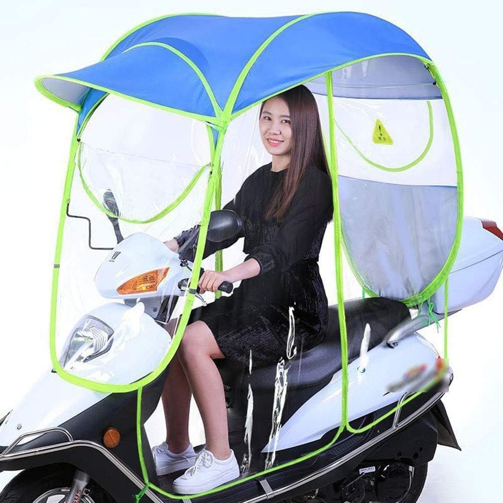Uniwersalny Rower Elektryczny W Pełni Zamknięty Składany Wodoodporny Parasol Motocyklowy Osłona Przeciwsłoneczna Osłona Przeciwsłoneczna Z Lusterkiem Wstecznym I Tylnym O, Blue