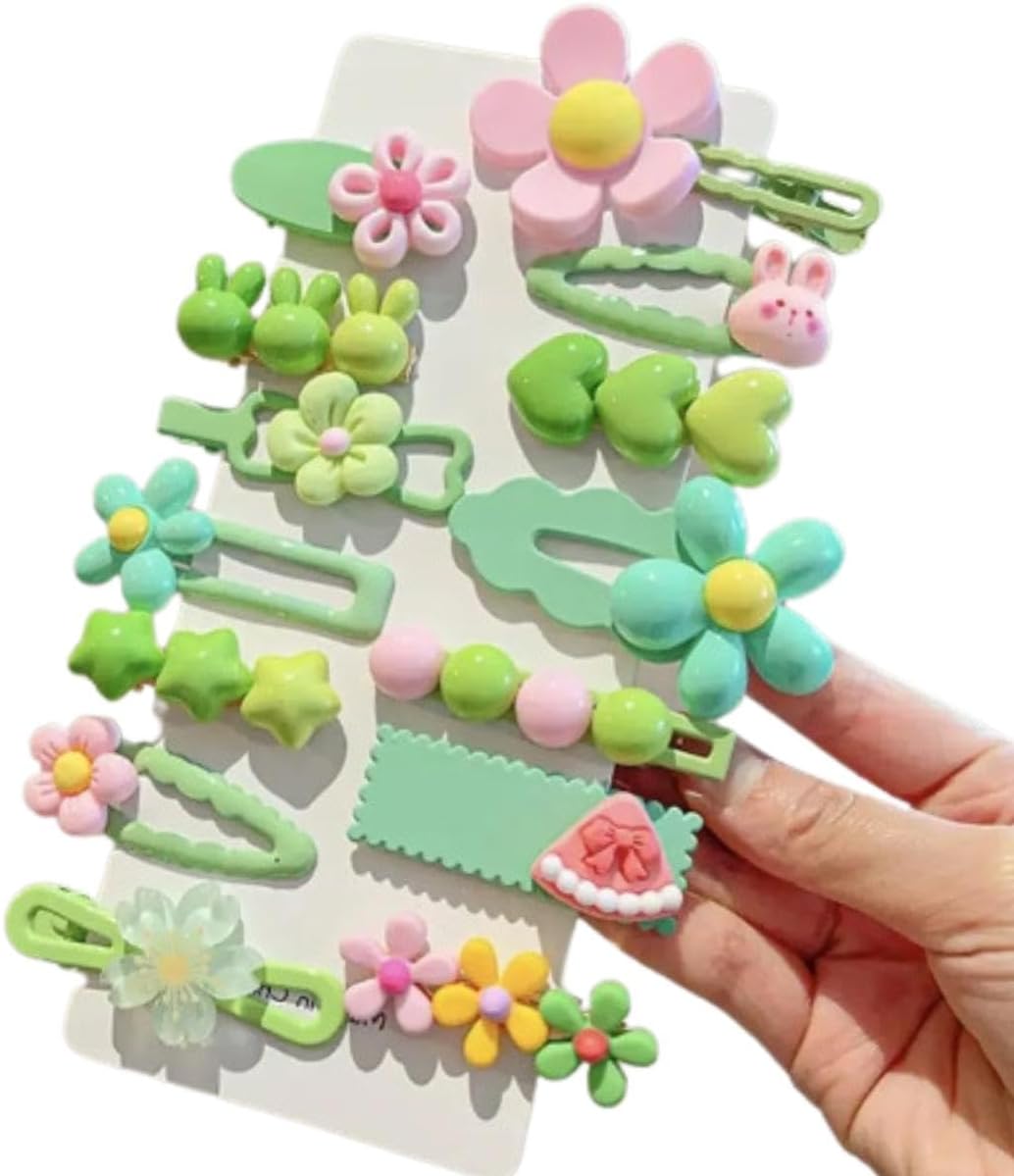 kit Presilhas 14 unidades grampo TIC TAC De Cabelo Infantil menina feminino kit de Acessórios divertidos e alegres, presente para meninas (KIT VERDE)