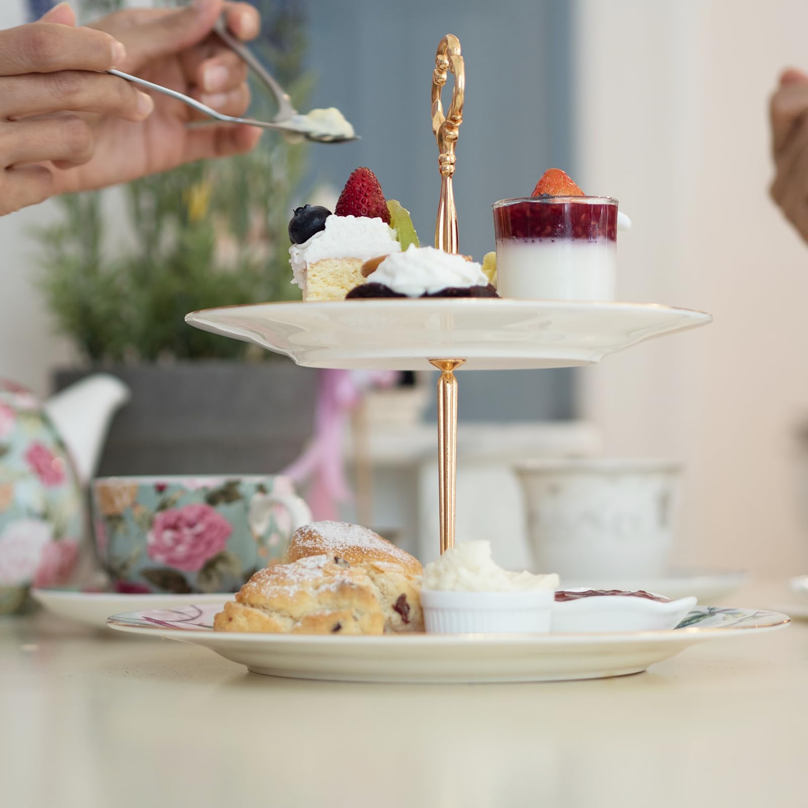 sourcing map Lot de 2 supports à cupcakes à 3 niveaux ronds en acier inoxydable pour table de dessert, fruits, décoration de fête d'anniversaire, argenté