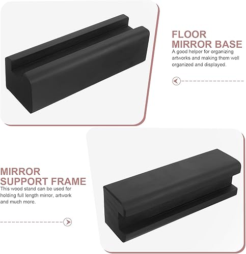Miniatura 8 de Uonlytech Soporte de madera para espejo de piso, soporte antideslizante para espejo de habitación, soporte para dormitorio, sala de estar, baño