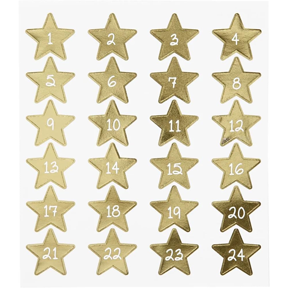 Crafty Capers Gold Star Advent Number Stickers | Sheet Of 24