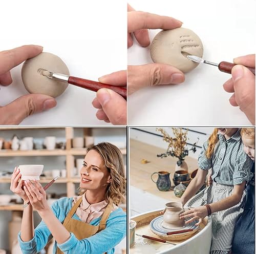 Miniatura 7 de YIUIRUOI 6 herramientas de arcilla roja para esculpir, herramientas de arte de cerámica adecuadas para escultura de arcilla profesional hecha a mano.