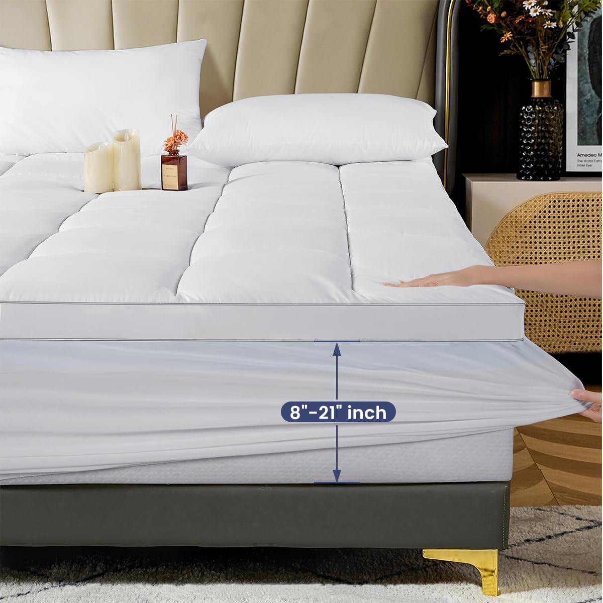 SONORO KATE Dual Layer 4 Inch Memory Foam Mattress Topper, 2 Inch