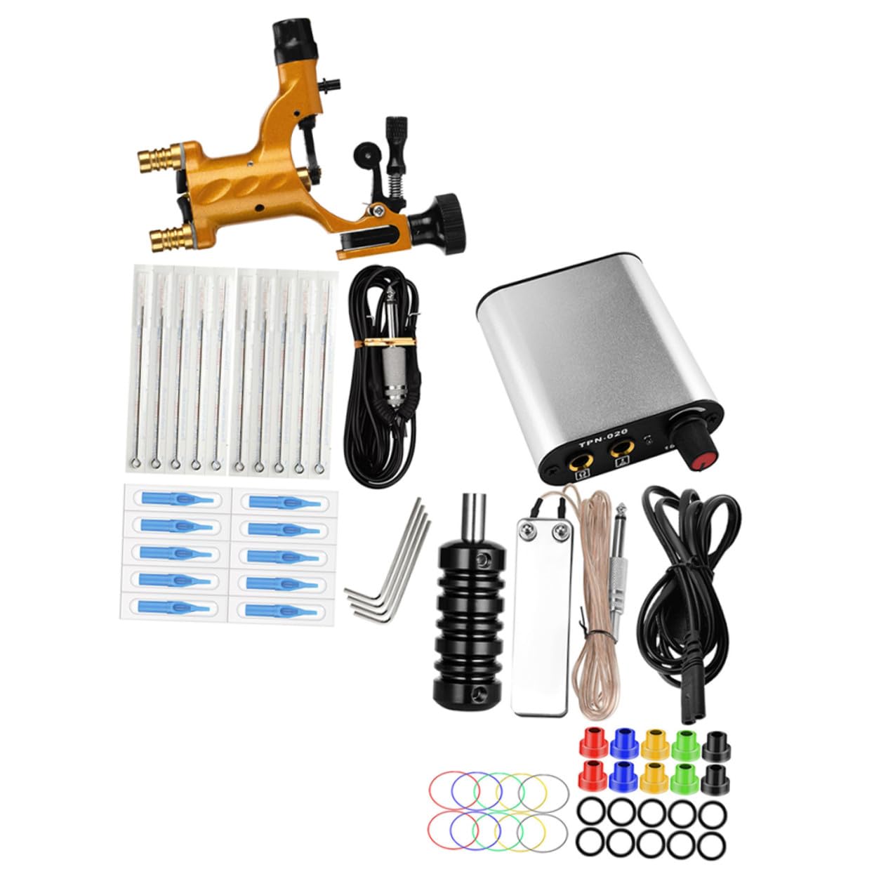 Kit de Tatuaje Rotativo Ac220v en Acero Inoxidable Dorado