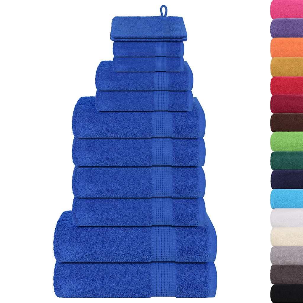 Frogn - Juego de toallas de baño (12 piezas, algodón, incluye manoplas, toallas de invitados y toallas de ducha), color azul