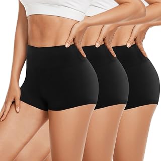 Workout Spandex Yoga Shorts for Women, 3'' High Waisted Soft Booty Biker Shorts Gym Running