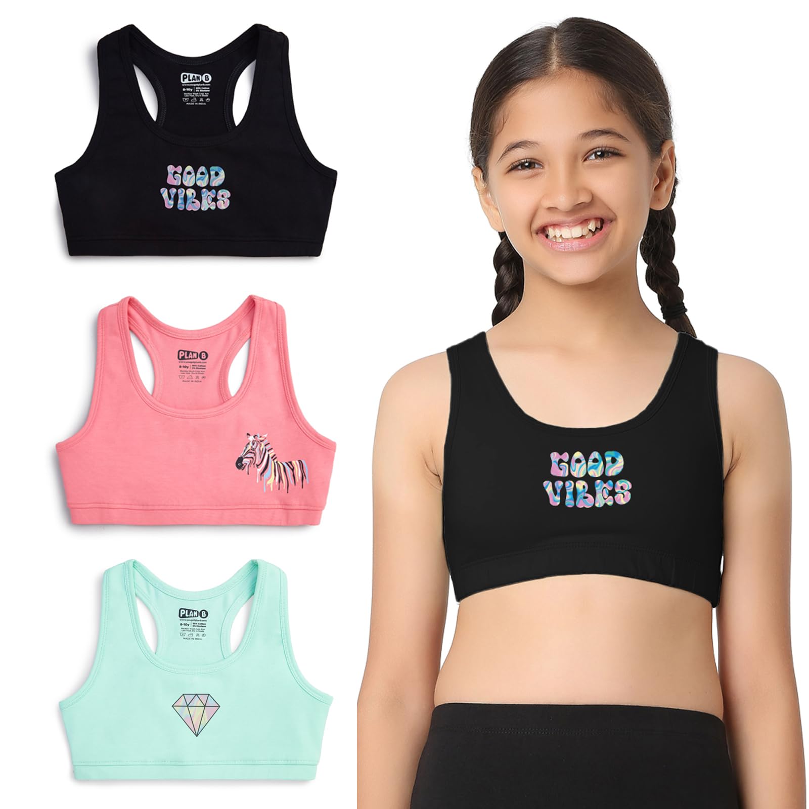 YouGotPlanBGirl's Cotton Non Padded Wire Free Casual Sports Bra