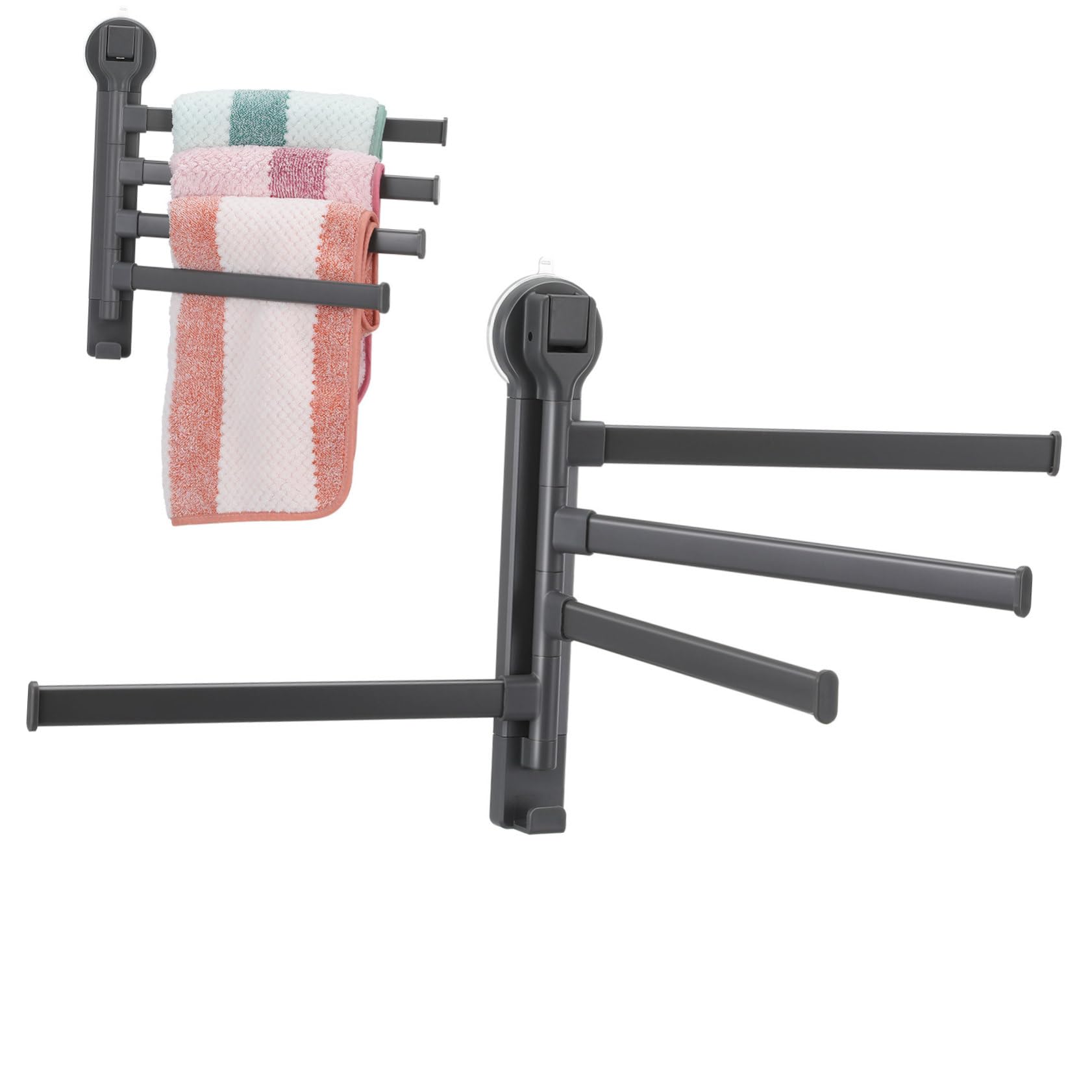 Porte-serviettes ventouse pivotant sans perçage : support de rangement salle de bain amovible