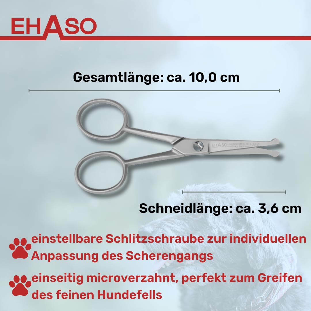 EHASO Premium Pfotenschere 17 cm Rundspitze für Hunde | Abgerundete Schere, Gebogene Klinge, Klein und Prä