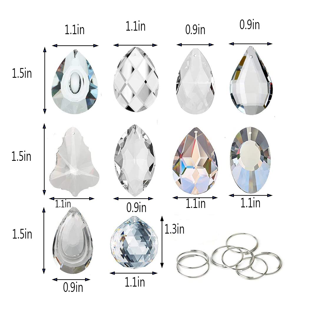 Paquete de 10 lámparas de araña de cristal transparente, colgantes de gotas de iluminación, prismas de bola de vidrio colgantes, decoración del hogar 3