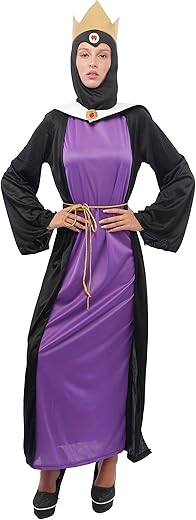Halloween Evil Queen Costume Snow White Stepmom Costume Women Witch Crown Dress for Halloween Costumes