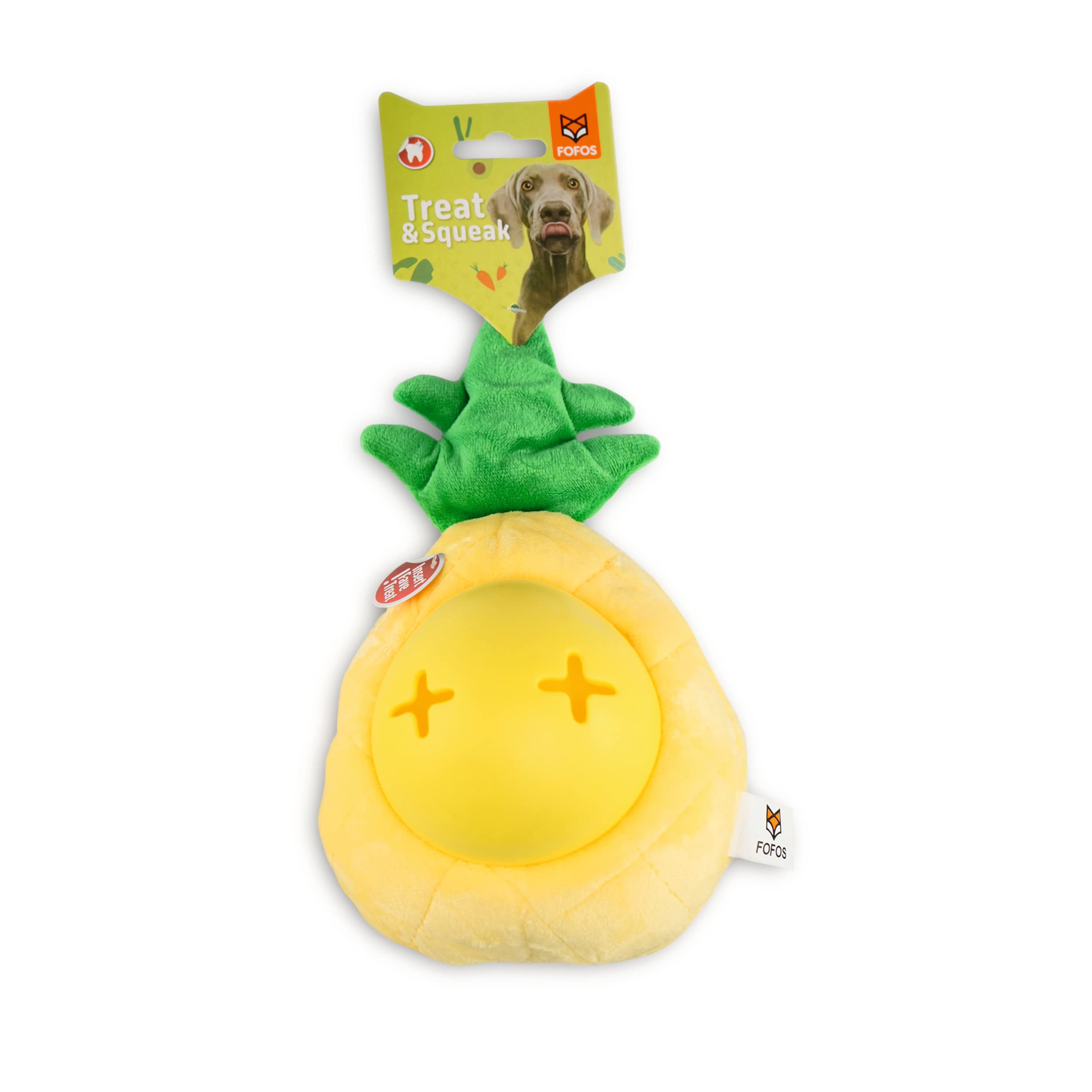 BarkButler x FOFOS Pineapple Treat Dispensing Squeaky Plush Dog Toy - Yellow, Squeaker Inside, Multi Material Soft Toys, Durable Reinforced Fabric, Interactive Dog Toys for All Breeds XS-M (0-20kgs) (B0C16P7FGB) Amazon Price History, Amazon Price Tracker