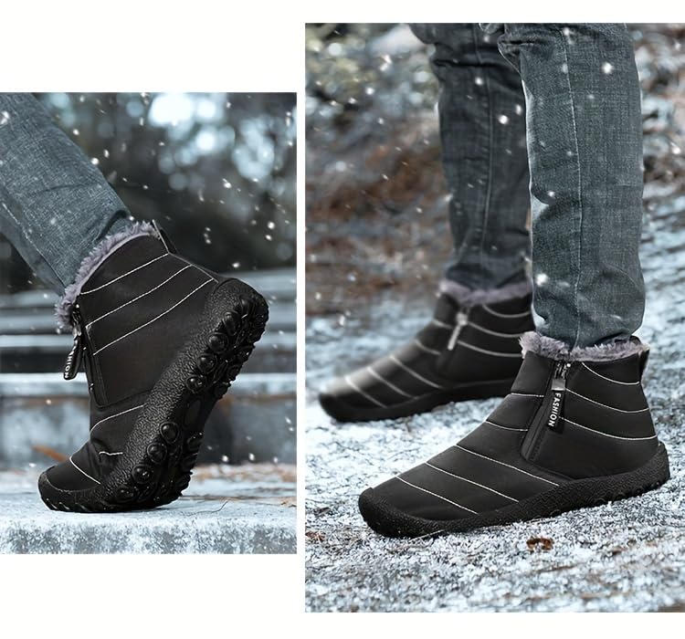 Men's winter large-sized sports shoes - high-top with fleece lining and thick padding for warmth. Outdoor snow boots.4