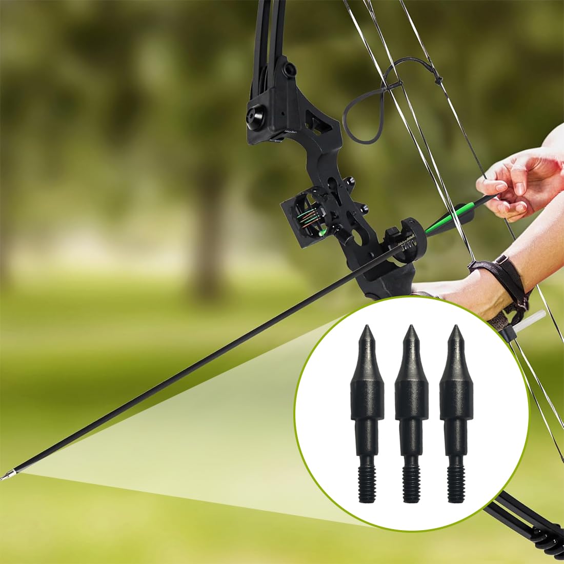 14 Pièces Pointes de Flèches pour Arc et Arbalète de Chasse en Acier Inoxydable 100 Grains Pointes de Tir de Précision Accessoire Flèches pour Arc de Chasse et Arbalète Adulte