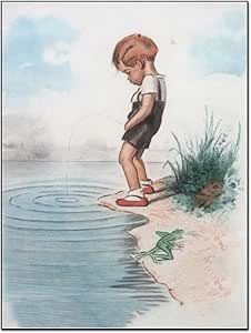 Amazon.com: Watercolor Vintage Wall Art River Boy Peeing Illustration
