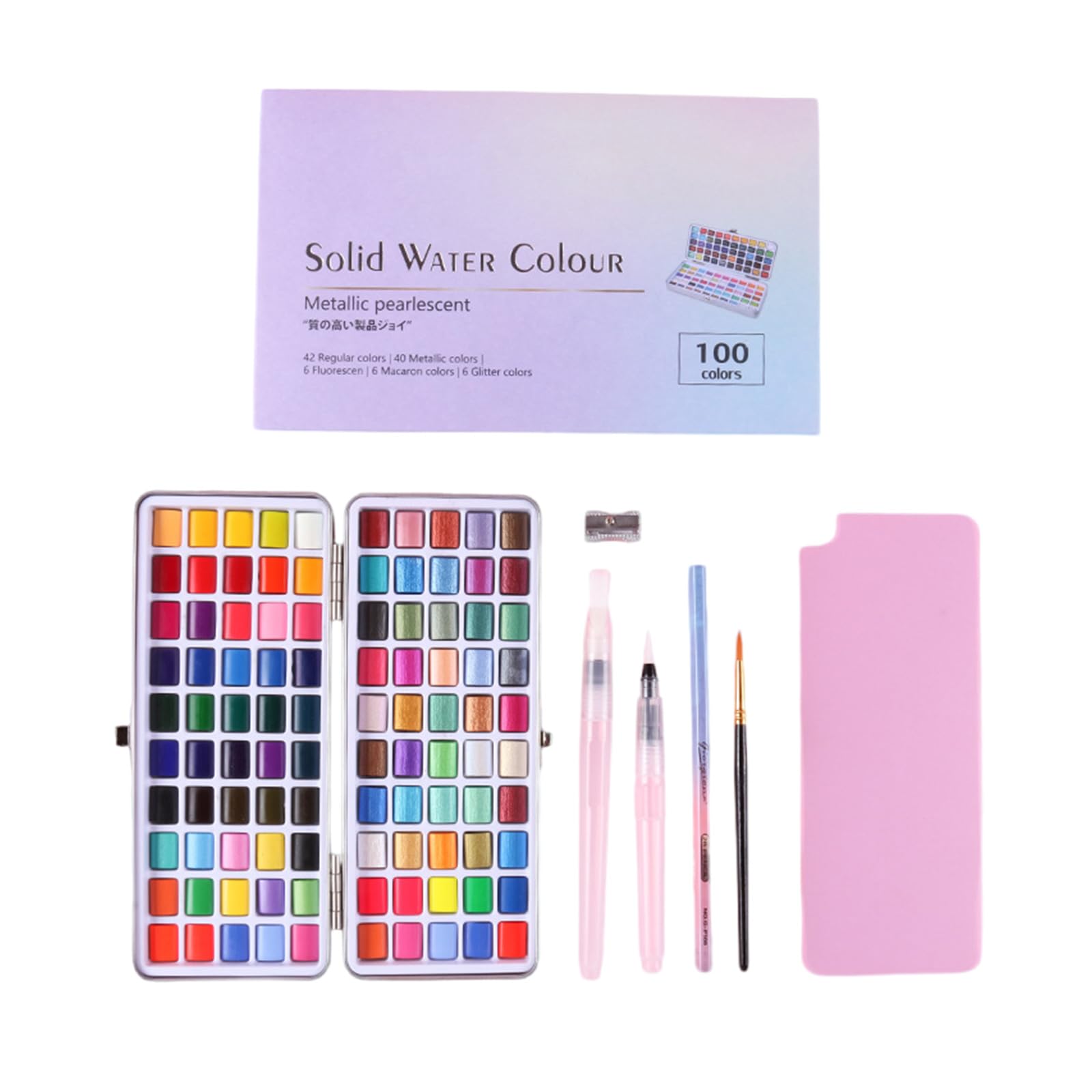 50/72/90/100 Couleurs Paillettes Peinture Aquarelle Étincelante Peinture Aquarelle Solide Ensemble Peinture Pigmentaire Nacré Pour Artisanat