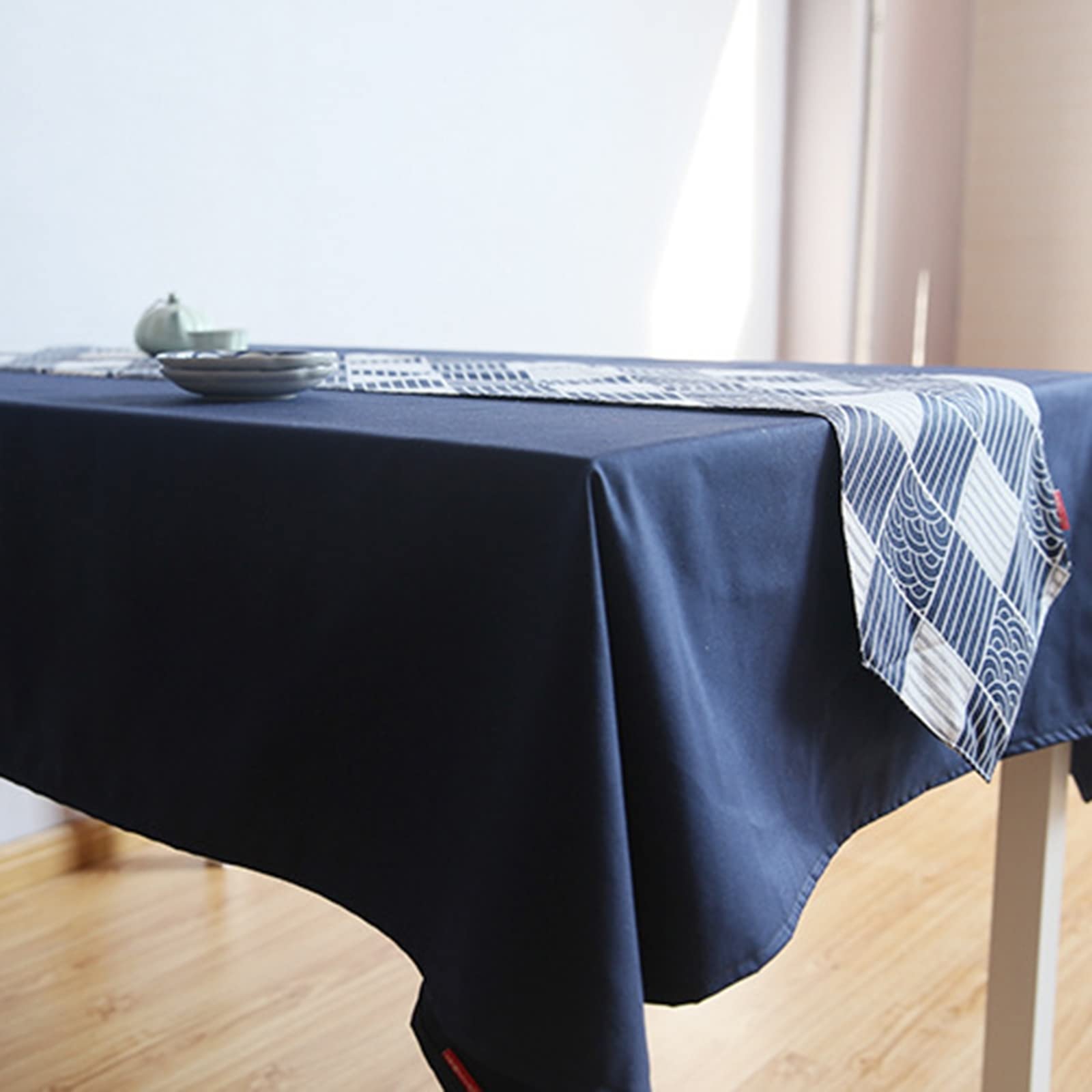 WXKAGF Runner da tavola Runner da tavola a griglia Lavabile Blu Bianco Un eyecatcher in Primavera Estate Runner da tavola in Cotone e Lino 30 x 180 cm