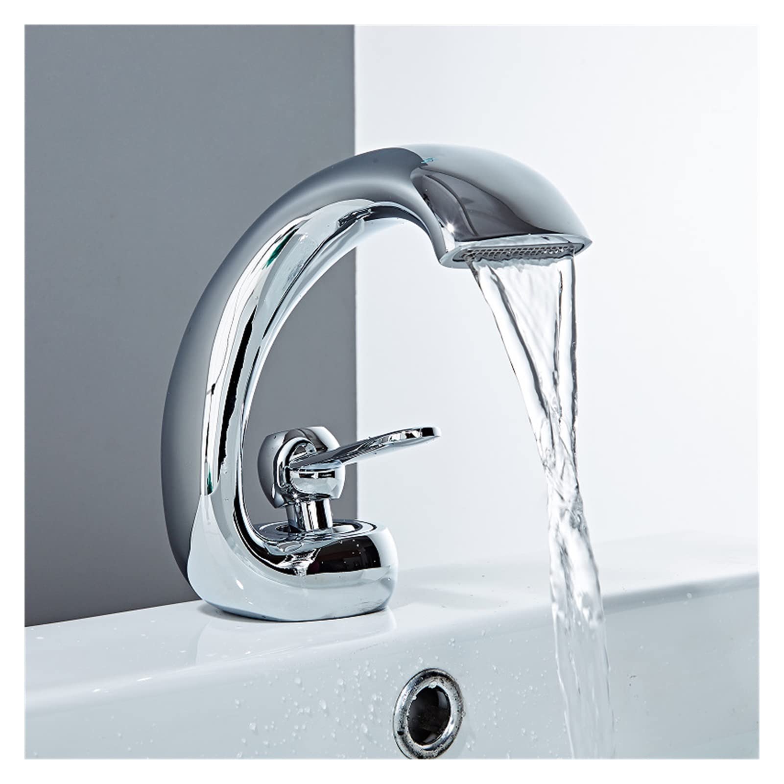 Basin Faucets Modern Black Bathroom Mixer Tap Brass Washbasin Faucet Single Handle Single Hole Elegant Crane for Bathroom Easy to Install(A)