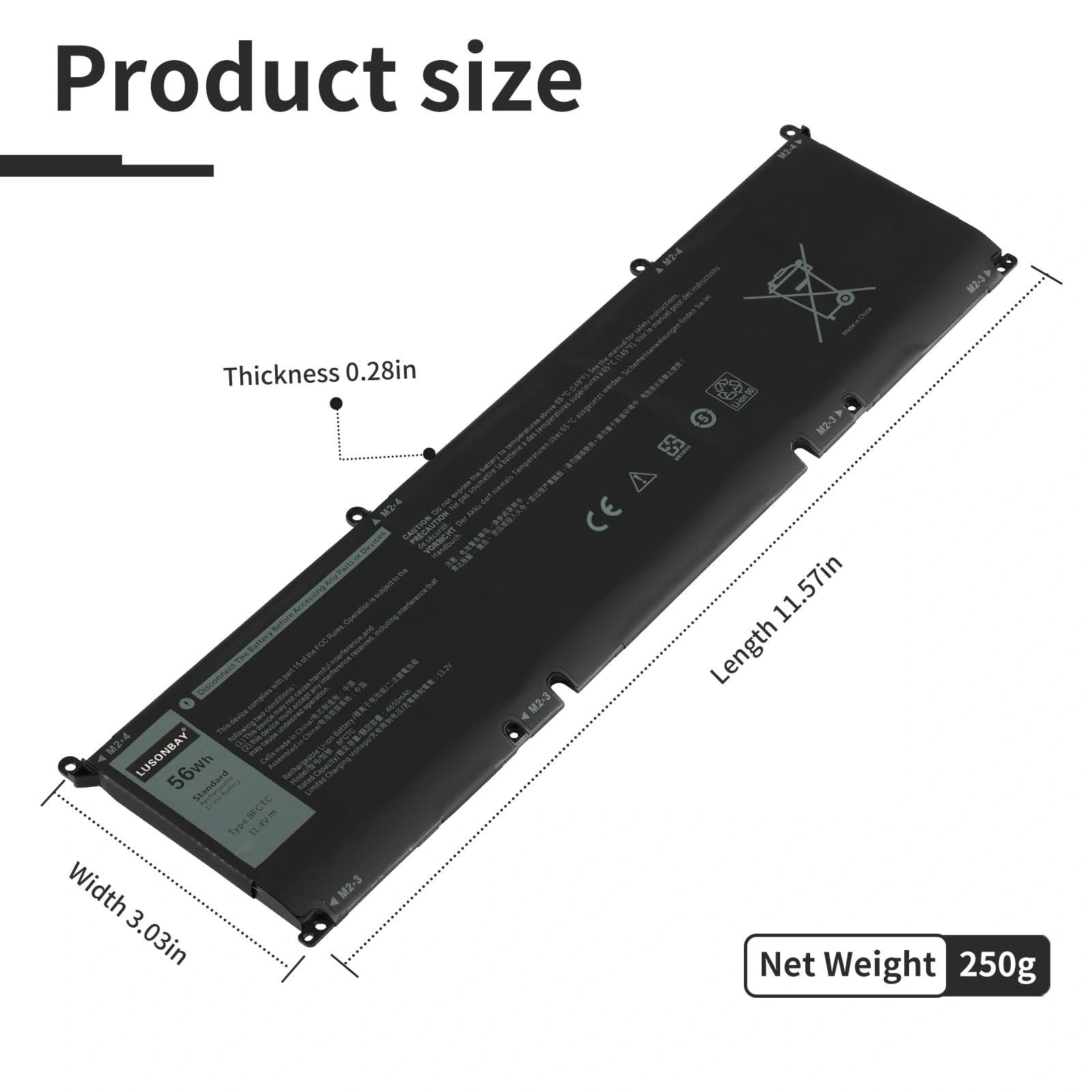 8FCTC 69KF2 - Batteria di ricambio per PC portatile Dell Alienware M15 M17 R3 XPS 15 9500 G7 7500 Precision 5550 P100F P45E P91F P87F00 70N2F DVG8M P100F001 1 1111.4V 5 6 Wh