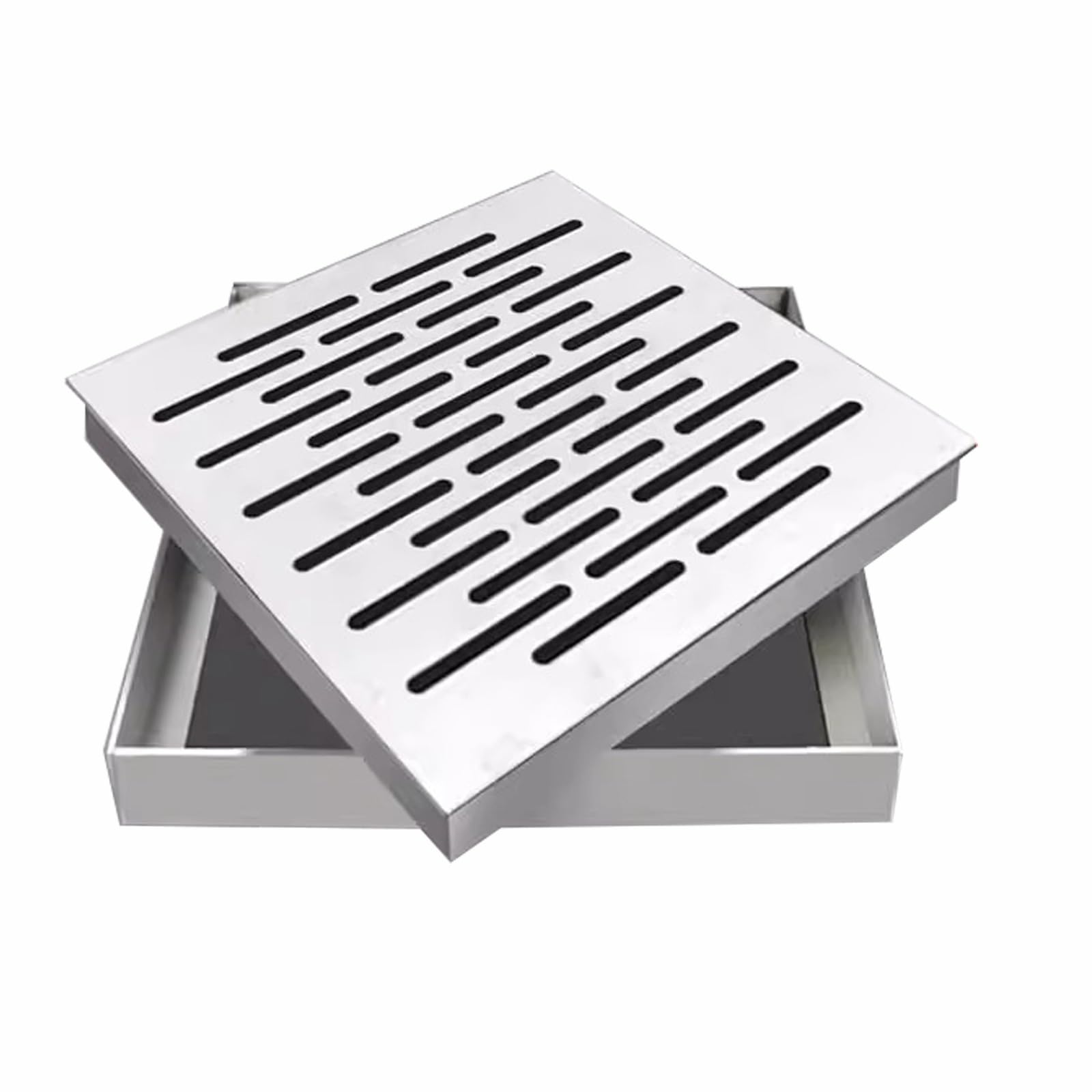Heavy Duty Stainless Steel Drain Cover – 35x35cm Square Grate with Frame, Ideal for Outdoor Kitchens, Driveways and Street Drainage, Rustproof and Stylish Manhole Cover (35x35cm/14x14in) — image 1