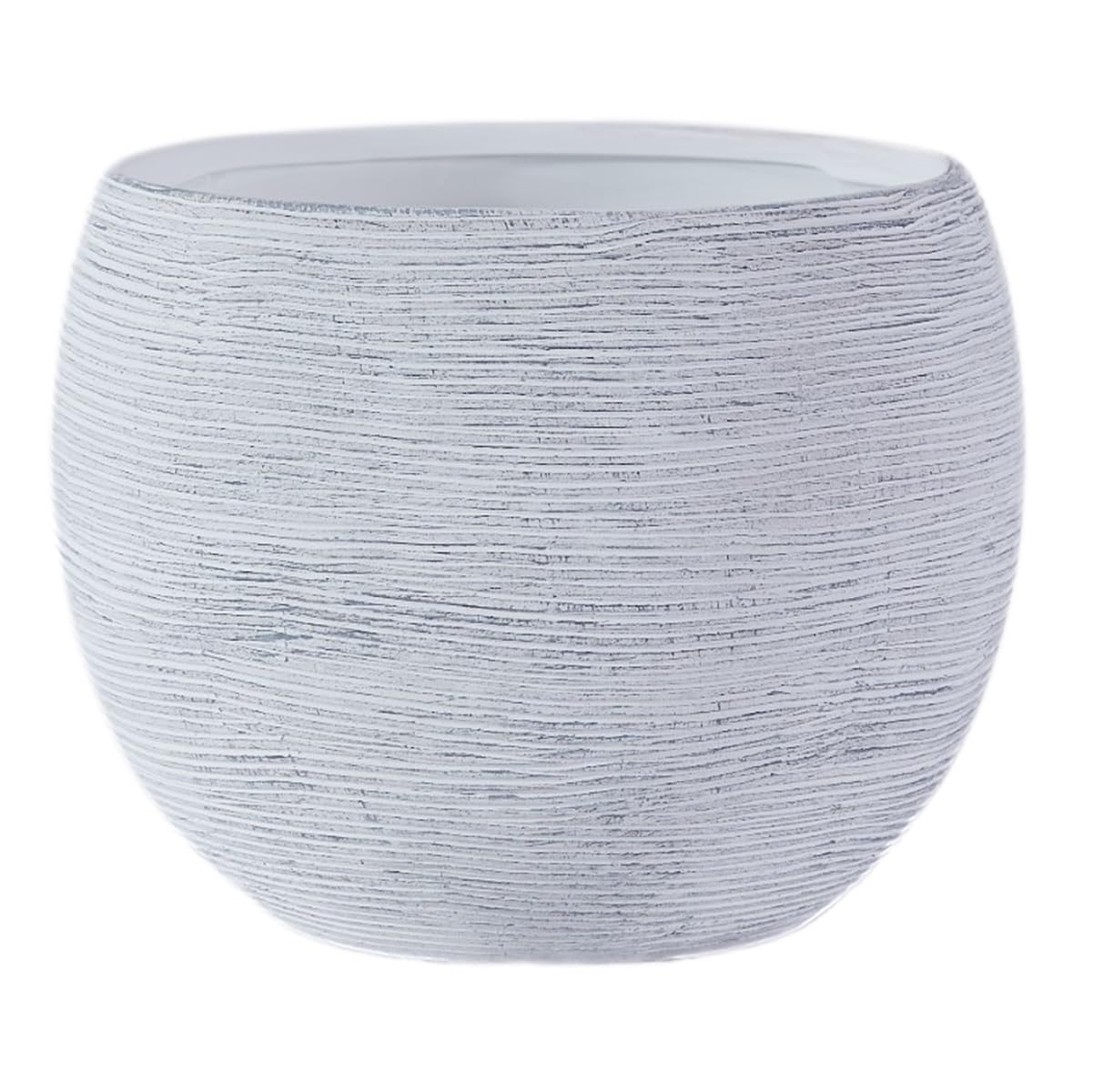 Olly & Rose Barcelona Ceramic Plant Pot 24.5cm Brushed Grey Off White - Large Plant Pots Outdoor and Indoor - Grey Off-White Planters - Flower Pots