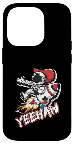 iPhone 14 Pro Space Cowboy Riding a Rocket with Yeehaw Slogan Case