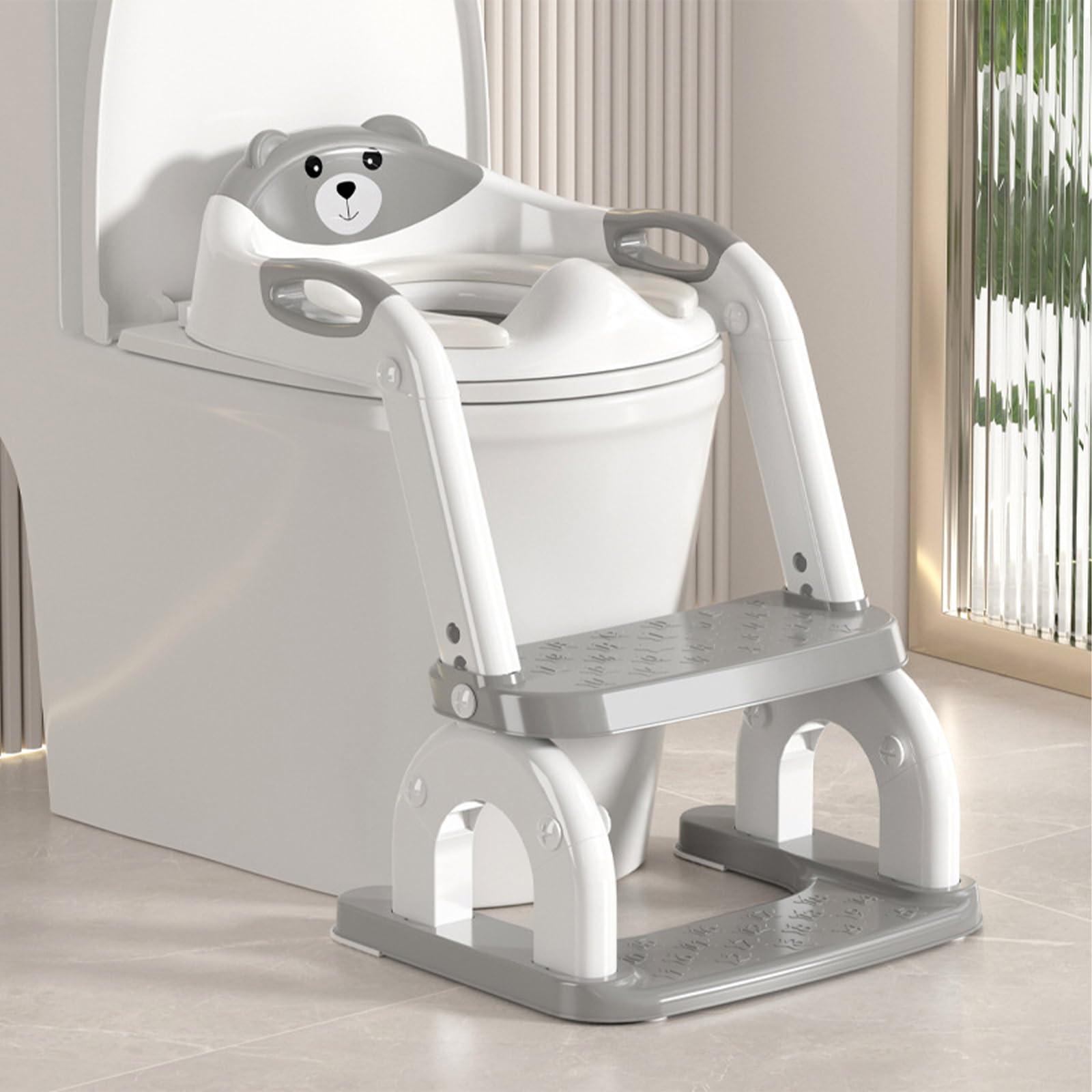 Toiletten Tritthocker mit rutschfesten Pedalen, verstärkte gewölbte Struktur für Kleinkinder, Jungen und Mädchen, rutschfester Toilettensitz für Töpfchentraining für