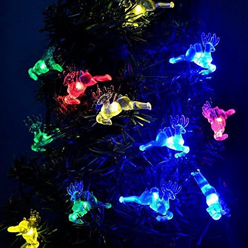 wish you have a nice day Deer Solar String Lights, 40 LED Deer Christmas Decoration Lights with Light Sensor 19.7ft for Homes Outdoor Garden Holiday Party Wedding(Solder, Deer Multi Color)