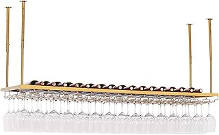 Stojaki na wino sufit stojaki na wino złoty kwadratowy uchwyt na butelkę wina wiszące stojaki na kieliszki do wina metalowa półka na wino do barów restauracji kuchni (rozmiar: 100 * 30 cm)