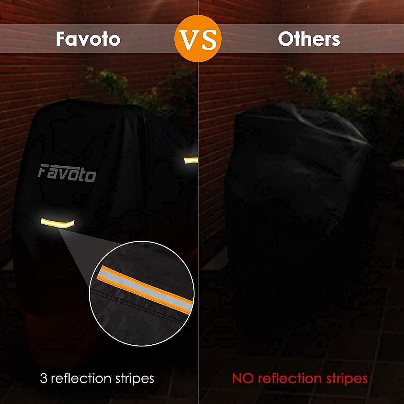 Favoto Motorcycle Cover All Season with Night Reflective Stripes + Favoto Motorcycle Cover 96.5 inch Length Outdoor Protection