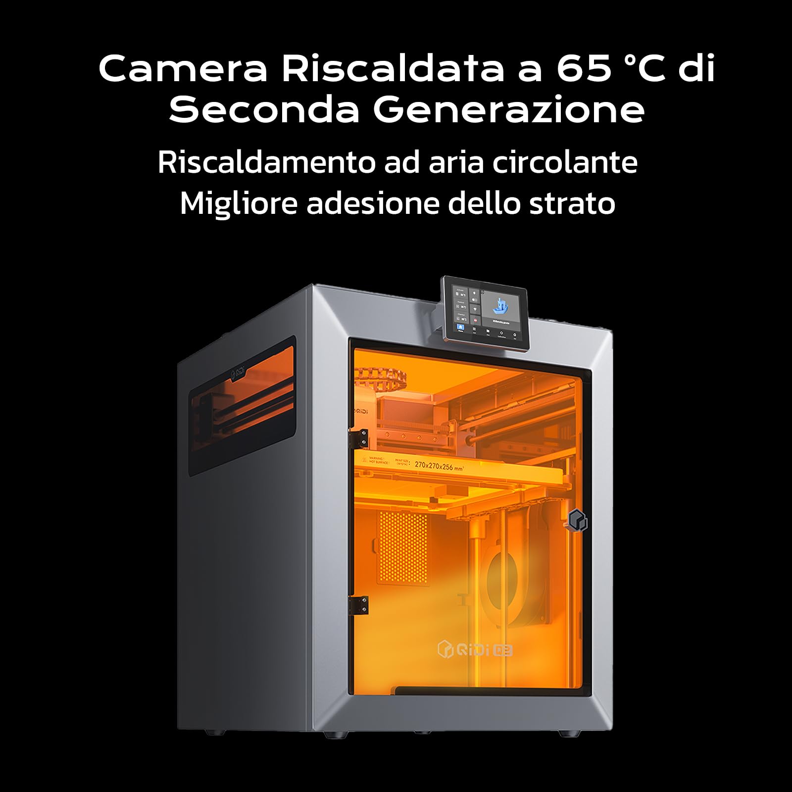 QIDI Q2 Stampanti 3D, Stampante FDM Chiusa, 65°C Riscaldamento della Camera, 600 mm/s, 3 in 1 Filtraggio, AI Fotocamera, Auto-calibrazione & Auto-livellamento, Volume di Costruzione 270x270x256mm