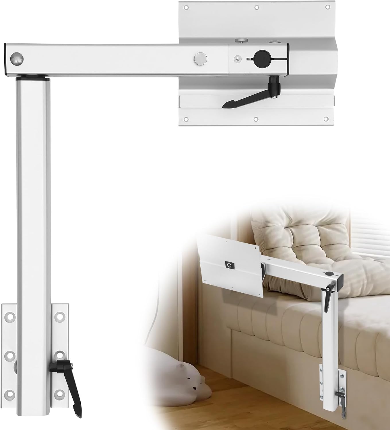Upgrade Removable RV Table Leg Accessories, Table Top Adjustable Aluminum Alloy RV Adjustable Table Leg，360 Degree RV Table Leg for RV Caravan Yachts, Easy to Install, 100IBS (Upgrade Silver)