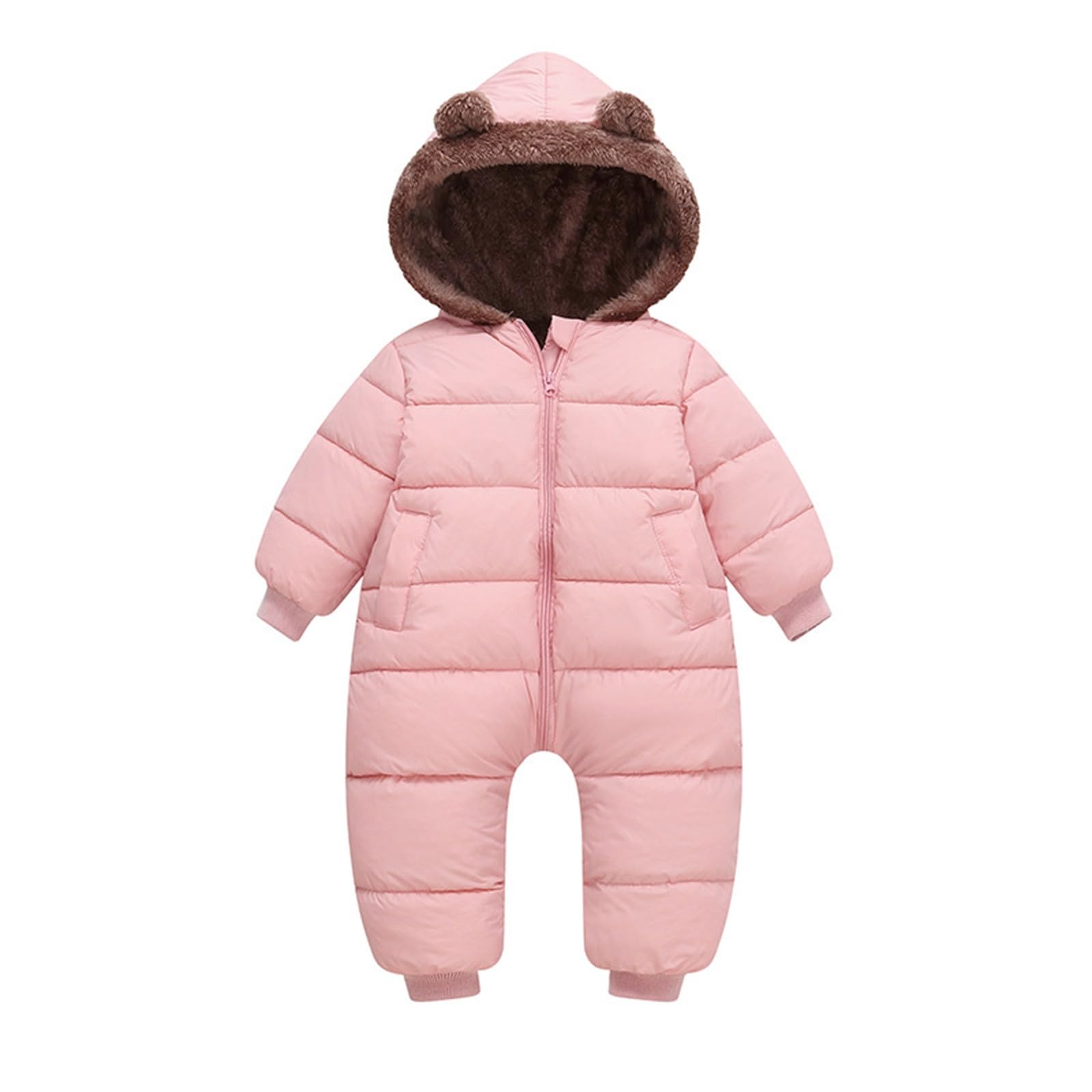 Générique Combinaison De Neige Unie Pour Tout-Petits En Hiver Barboteuse Bebe Fille Naissance Body 24 Mois Chaude À Capuche Nouveau-Né Bébé Animal Garçon Rembourré