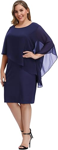 Vista 4 de Hanna Nikole - Vestido de capa sin mangas para mujer con superposición de gasa y lentejuelas, bodycon, lápiz