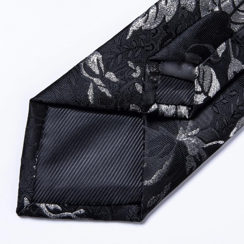 Corbata de seda para hombre con set de pañuelo y gemelos miniatura 6