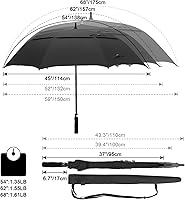 Vista 3 de G4Free Paraguas de Golf Automático Abierto de 47/54/62/68 Pulgadas de Tamaño Extra Grande con Doble Cubierta Ventilada Resistente al Viento e