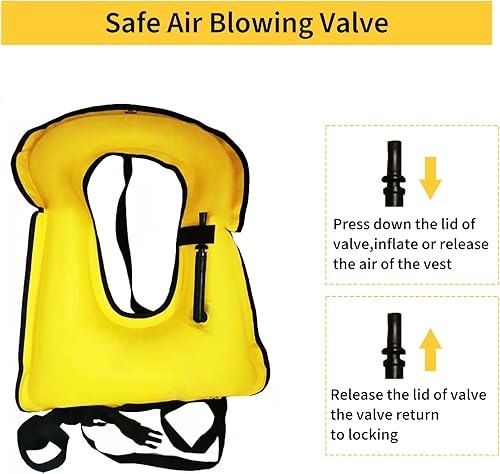 Miniatura 3 de Chaleco de natación para adultos, chalecos inflables de flotabilidad, chaleco de esnórquel portátil para buceo, surf, natación, deportes acuáticos