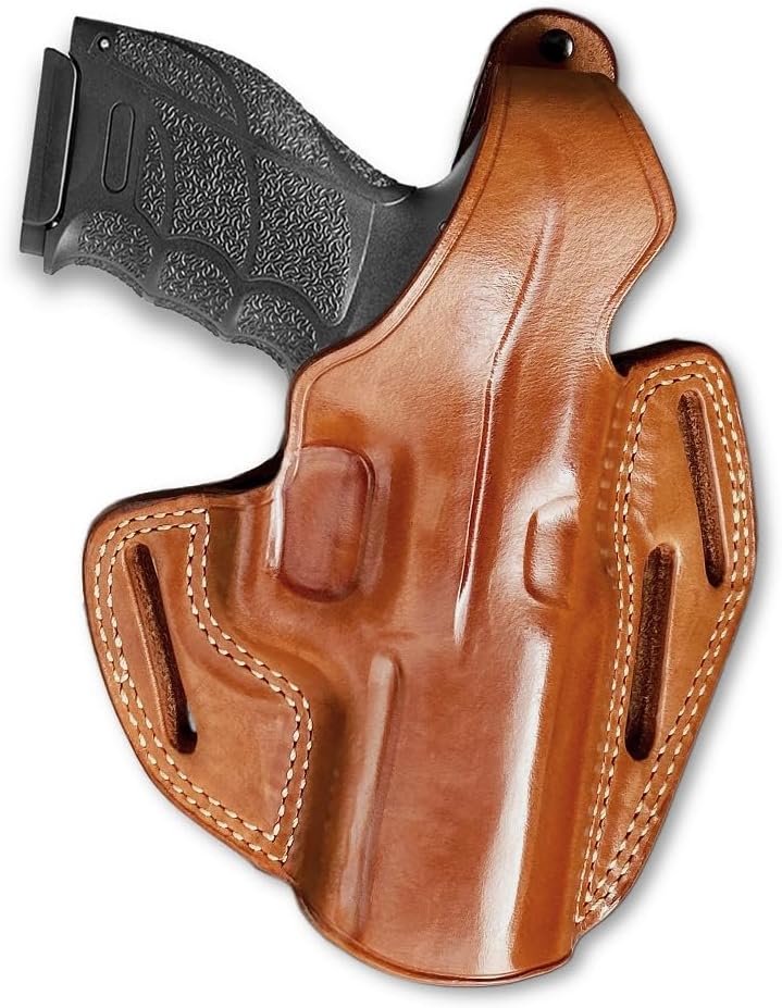 Masc Premium Leather Three Slot Pancake Holster with Thumb Break for VP9 4-inch, Right Hand Draw, Brown Color #1600#