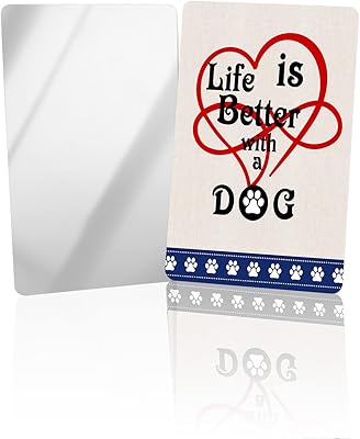 OComster Life in Better with a Dog Compact Mirror Bulk 4 Pack Card Mirror, Vintage Love GOG Paw Small Compact Mirror for Purse, Rectangular Handheld Pocket Makeup Mirror