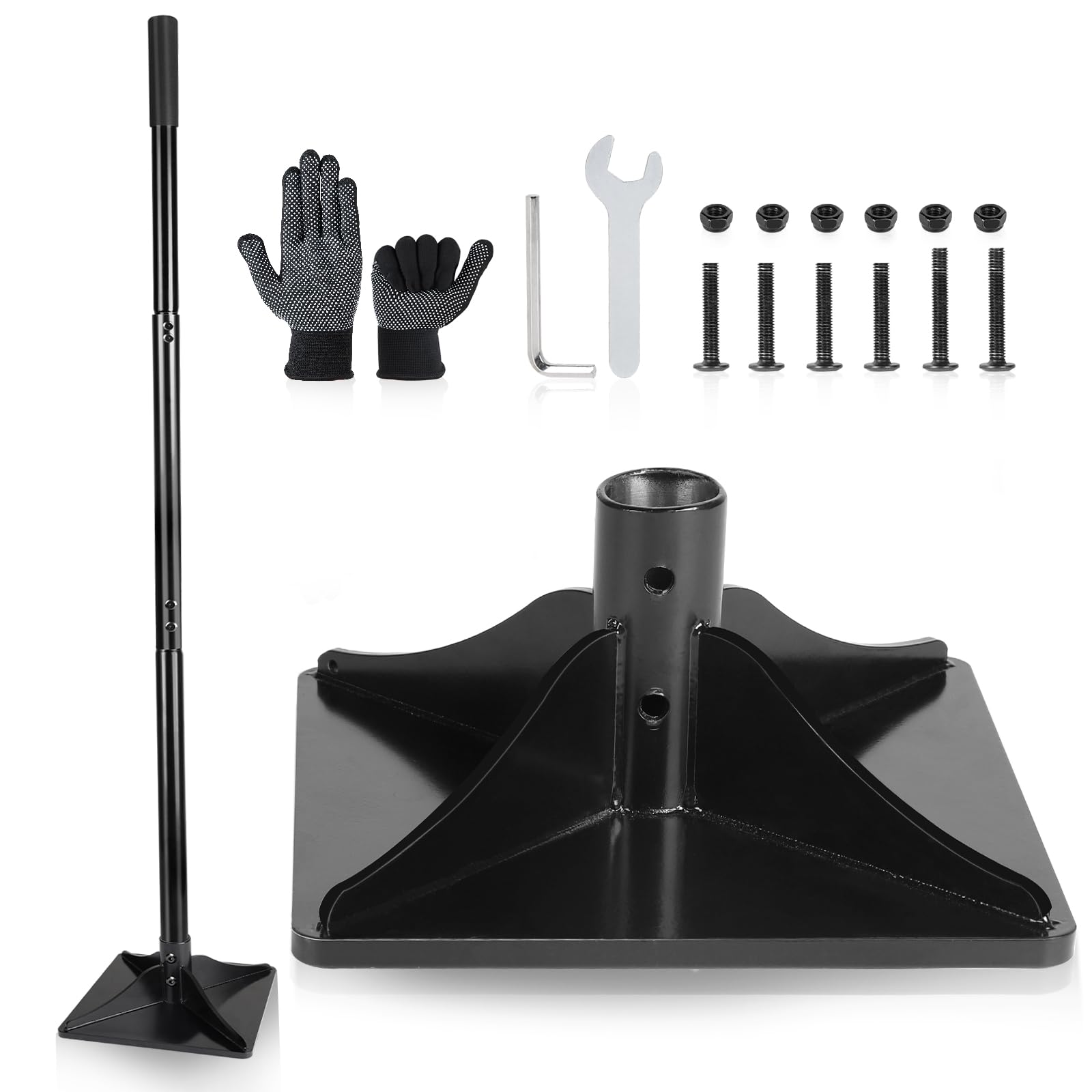 LALAGO Tamper de Jardin en Acier avec Poignée de 122 cm, Presse-Terre Béton Manuel 20,3 x 20,3 cm, Pilon Compacteur de Sol, Outil de Tamper au sol pour le Sol, l'Allée, le Gravier et le Sable
