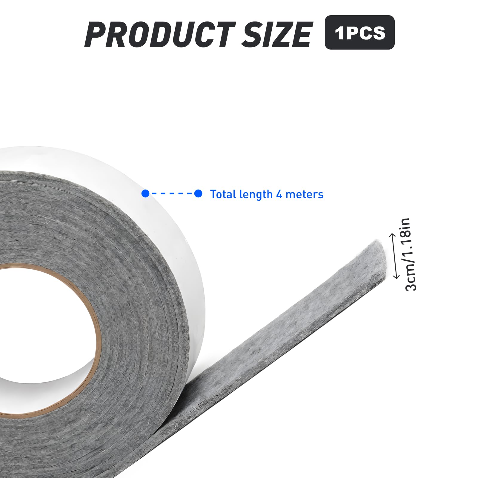 Cinta de fieltro adhesivo 400 cm x 3 cm, rollo de filz absorbente para humedad y condensación, para ventanas, puertas y fieltro adhesivo muebles, fácil de colocar