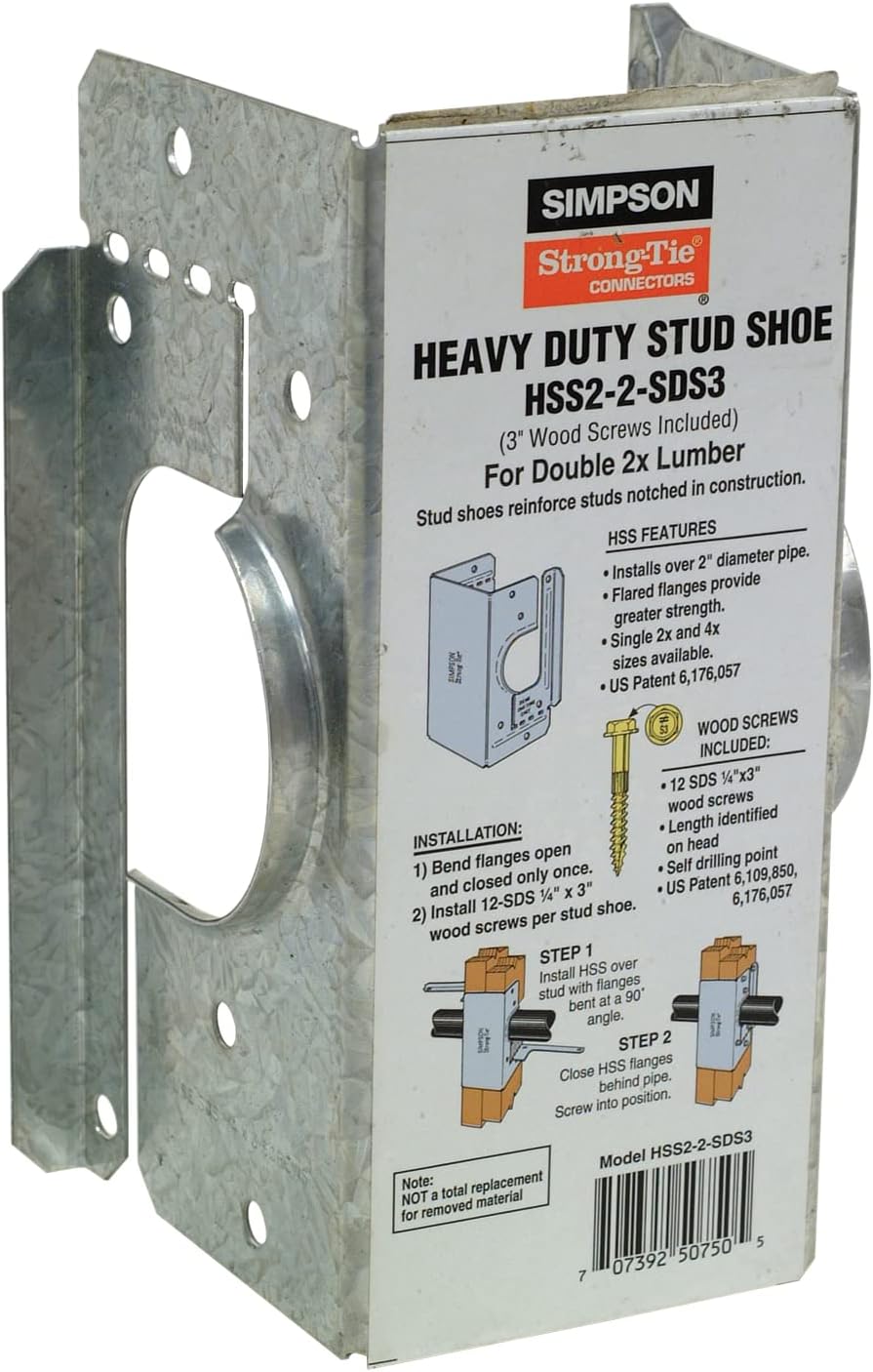 Simpson Strong-Tie HSS2-2-SDS3 HSS Galvanized Stud Shoe for Double 2X, with Strong-Drive SDS Screws (Pack of 12)