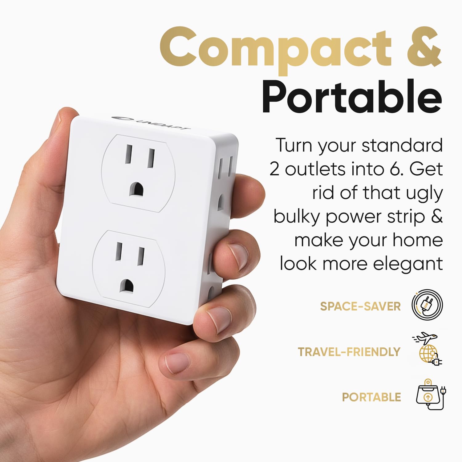 Unidapt Multi Plug - 6 Outlet Extender (2 Pack) -4 Unidapt Multi Plug - 6 Outlet Extender (2 Pack) -4
