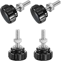 Vista 37 de Uxcell 4 juegos de perillas estriadas con tornillos de pulgar y tuercas, rosca macho métrica M6 x 35 mm, cabeza de plástico de 25 mm, perillas