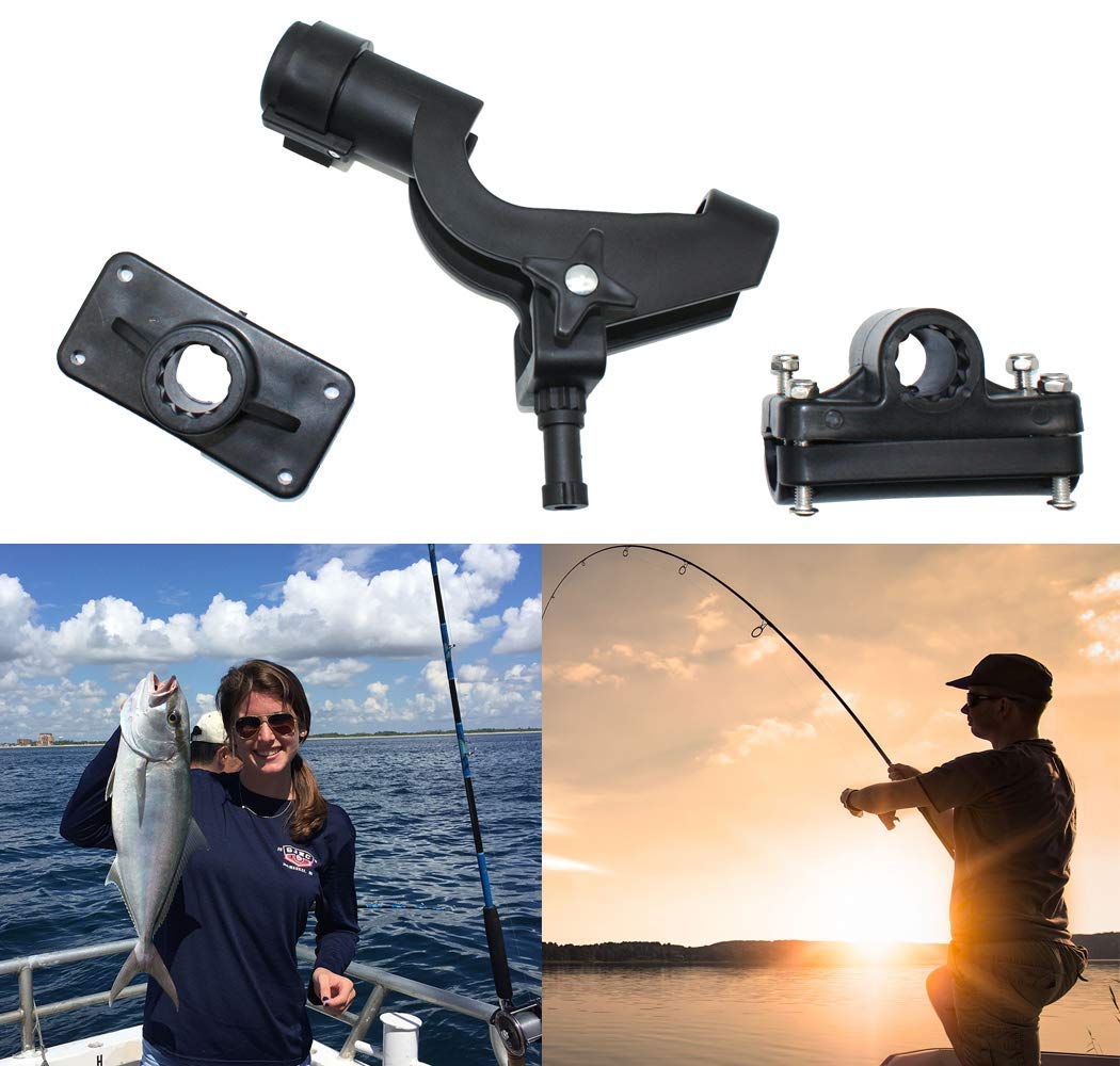 Lot De 2 Supports Canne à Pêche Pour Kayak – Réglables, Montage 3 Voies, Plastique Résistant