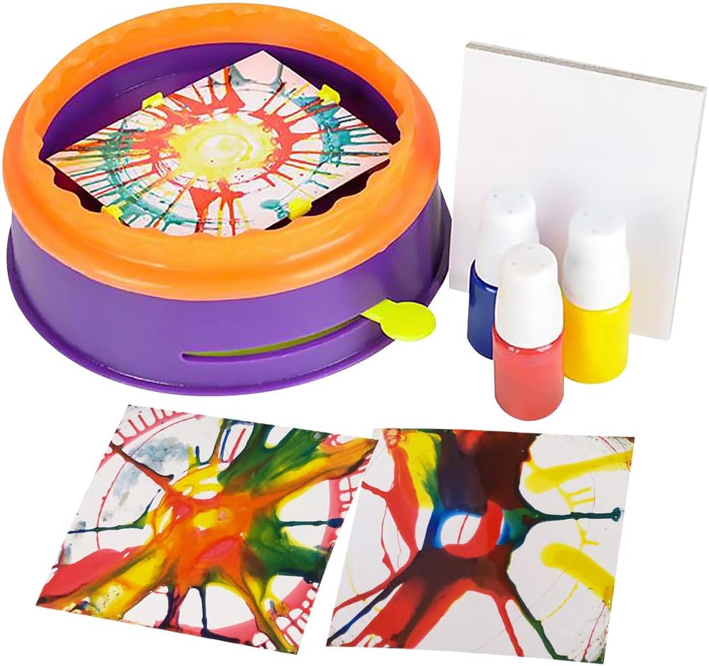 ArtCreativity Swirl Painting Kit for Kids, Magic Spin Art Machine Set with Spinning Wheel, 3 Paint Bottles, & 5 Cards, Fun Arts and Crafts Activities for Children, Homemade DIY Greeting Cards Supplies