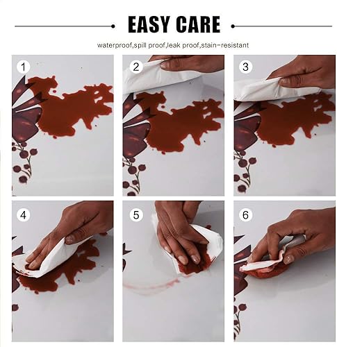 Miniatura 10 de Wewoch Mantel rectangular decorativo con estampado floral de ciruela, impermeable, sin arrugas y resistente a las manchas, para interiores y