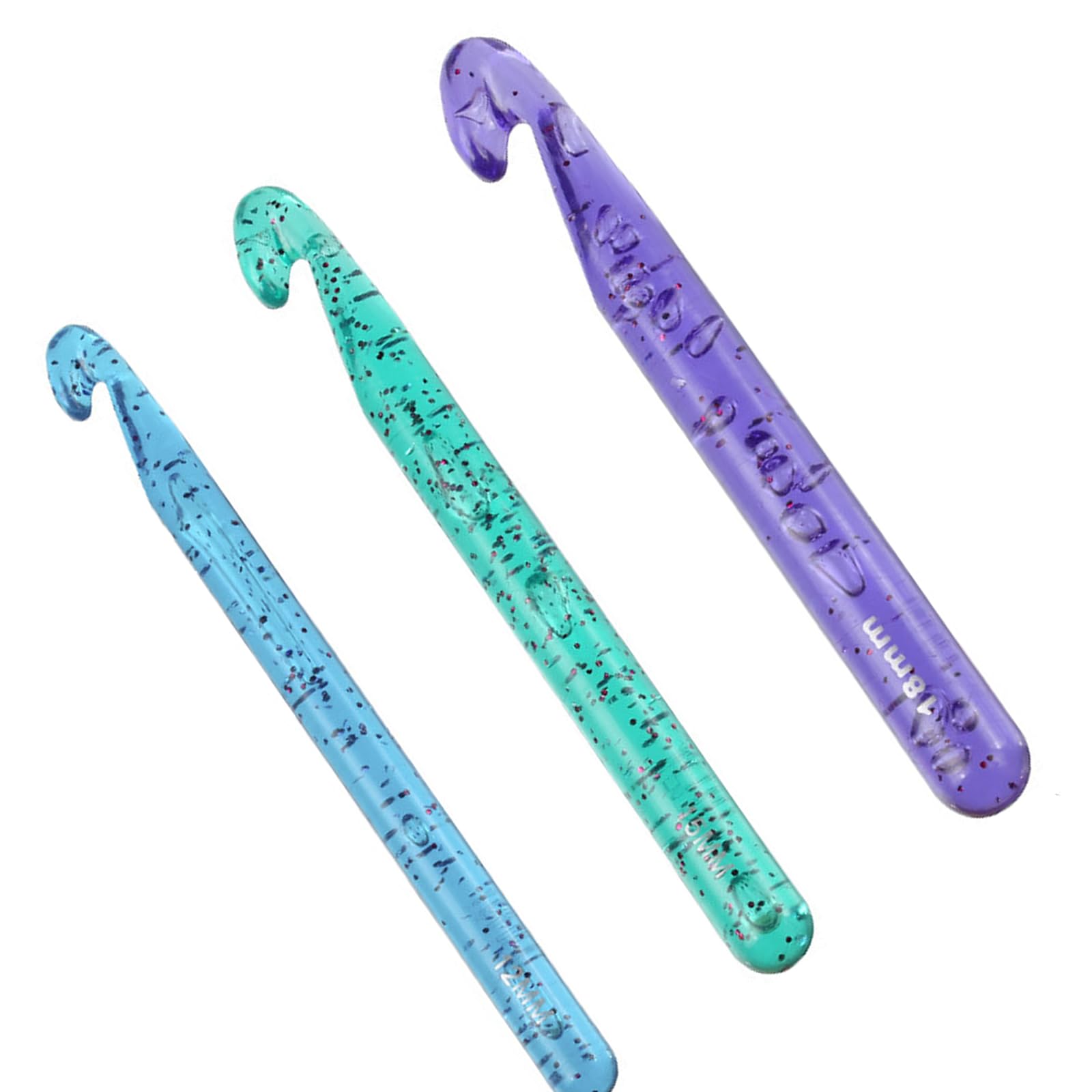Tsophreniq 12 Blue 15 Green 18M Clear Weave Hook Set Thin Permanent Polystyrene Knitting Probes Novices And Specialists Thin Permanent Weave Tools Set