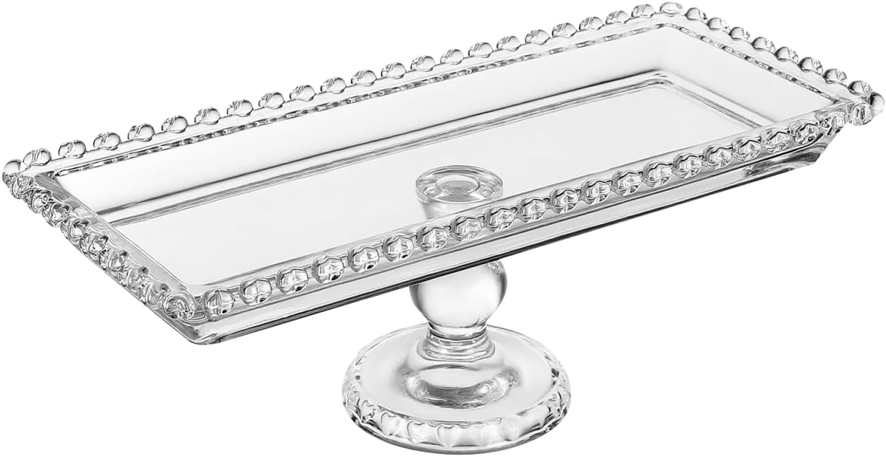 Luxshiny Footed Fruit Serving Tray: 11.7" European Style Dessert Display Platter for Fruits Snacks and Appetizers - Decorative Serving Tray for Parties Weddings and Home Decor